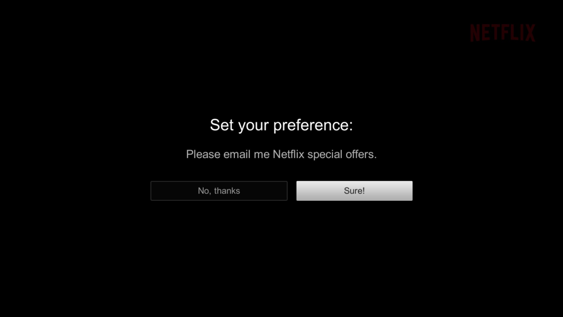 Netflix sign up procedure on Android TV